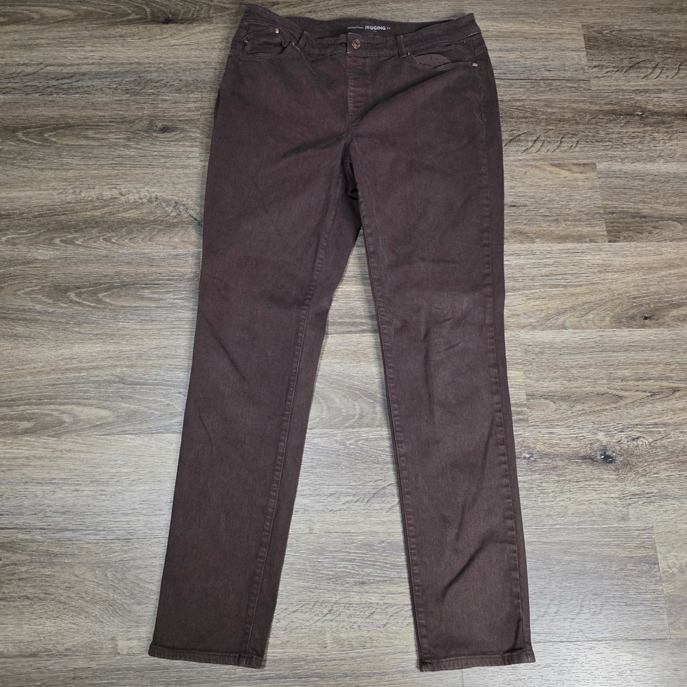 Chico's 1 The Platinum Jegging Women Brown Excellent High Rise Slim Leg Pants